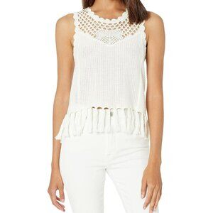 BCBGMAXAZRIA Women's Crochet and Tassel Sweater Tank, L